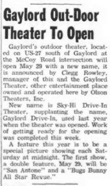 Sky-Hi Drive-In Theatre - May 28 1953